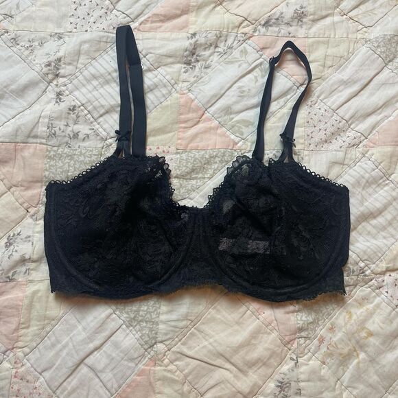victoria’s secret gothic lace non padded push up balconette bra size 34DDD - Picture 1 of 6
